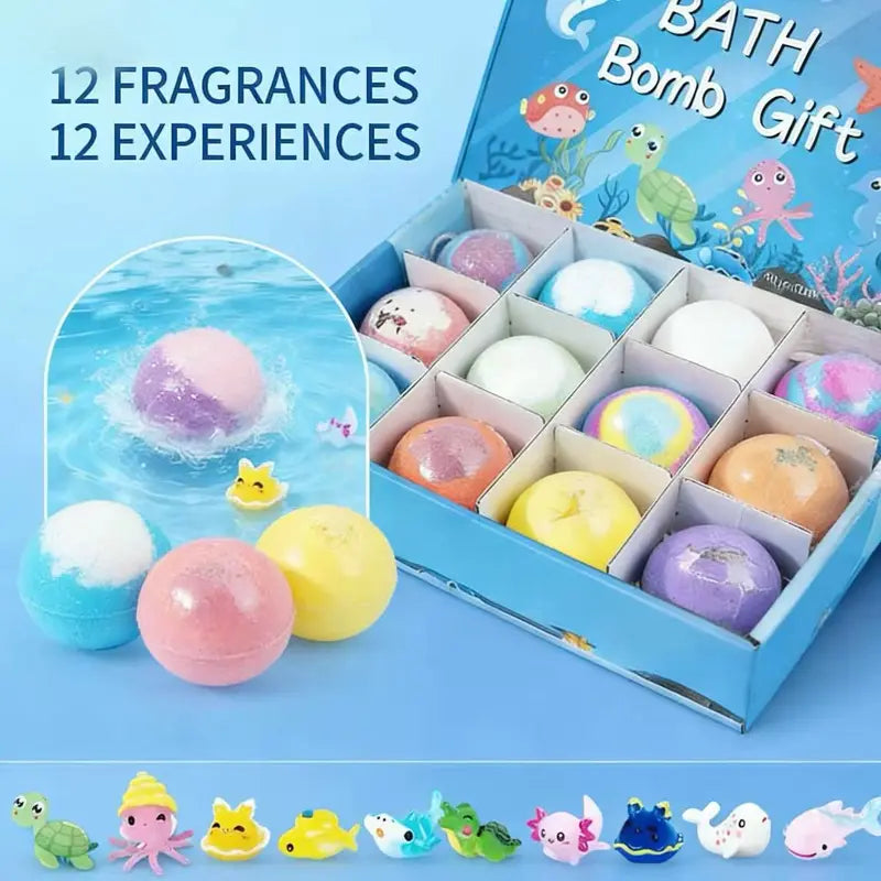 🛁 Natural Bath Bombs for Kids with Mega Bubbles & Surprise Inside 🥚✨12 pcs[1 Box]