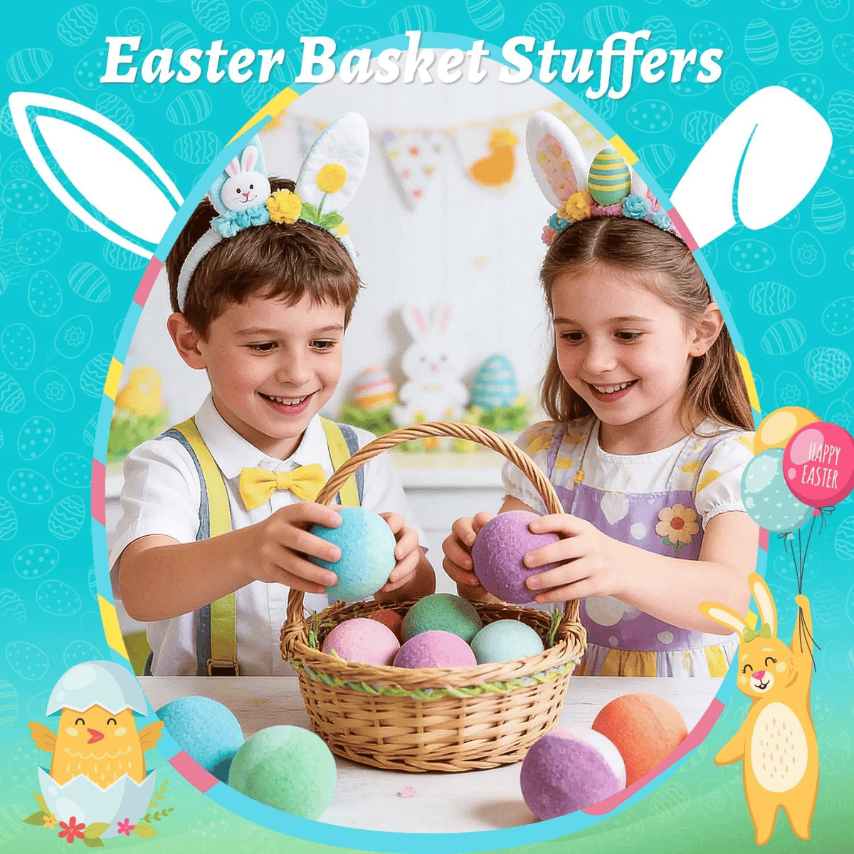 🛁 Natural Bath Bombs for Kids with Mega Bubbles & Surprise Inside 🥚✨12 pcs[1 Box]