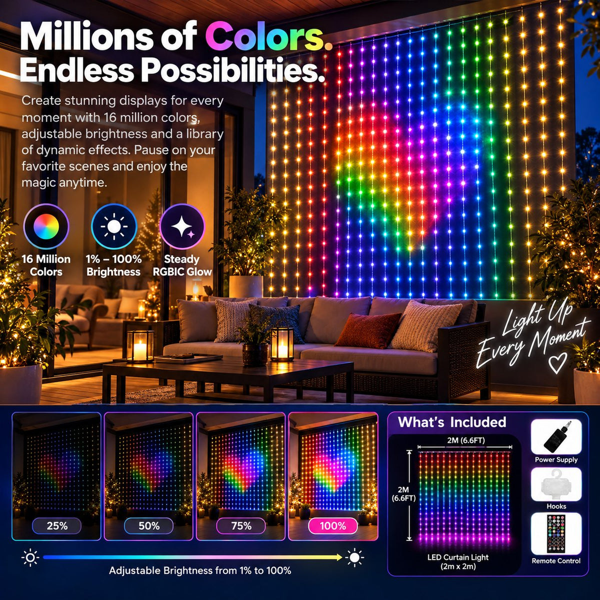 ✨ Turn Your Balcony Into A Giant LED Light Show! 🎄 Smart 300-LED Animated Mesh Screen 🎆📱