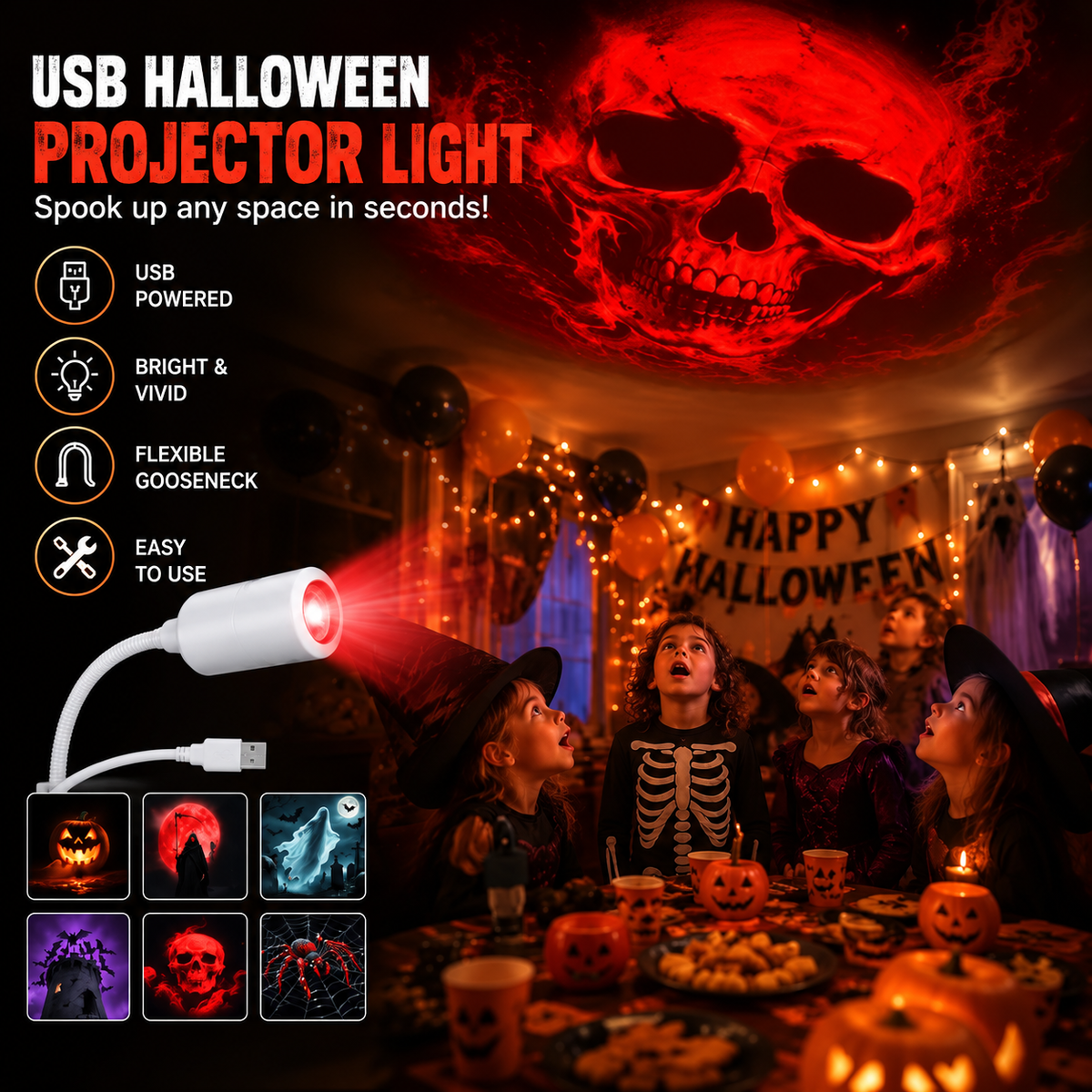 💯Plug-&-Play HD Star Projector: Halloween 6-Disc Set